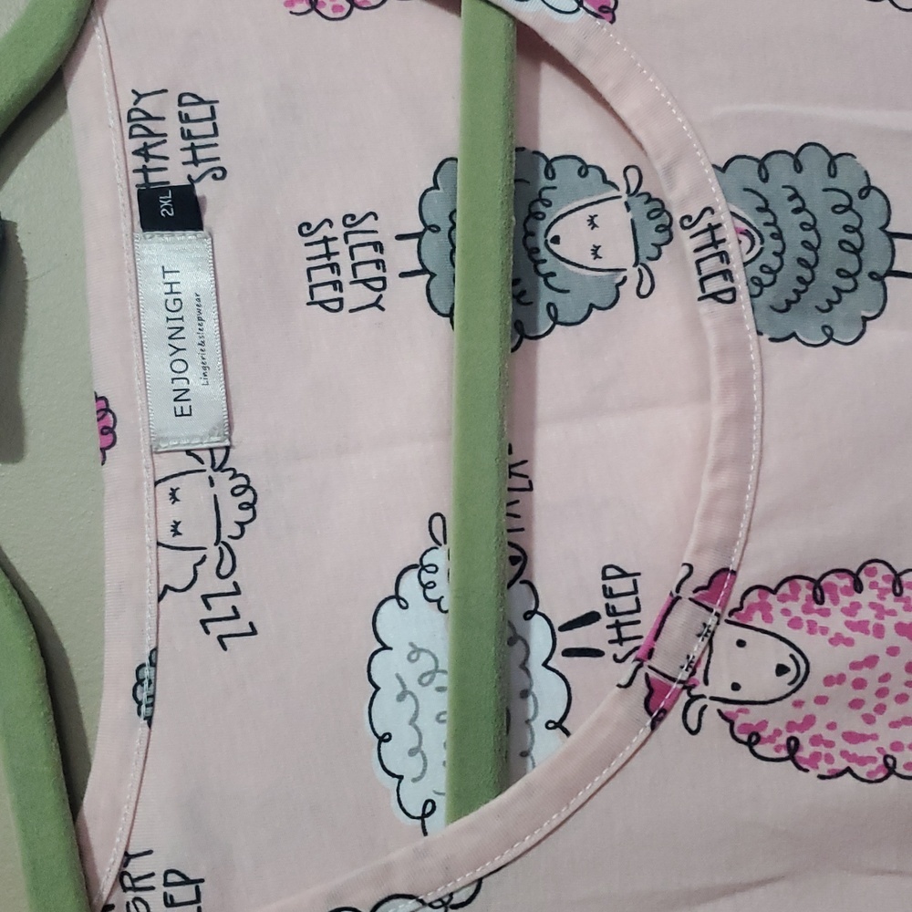 Enjoynight Pink Sheep Print Cotton Nightgown Size 2XL - Picture 2 of 5